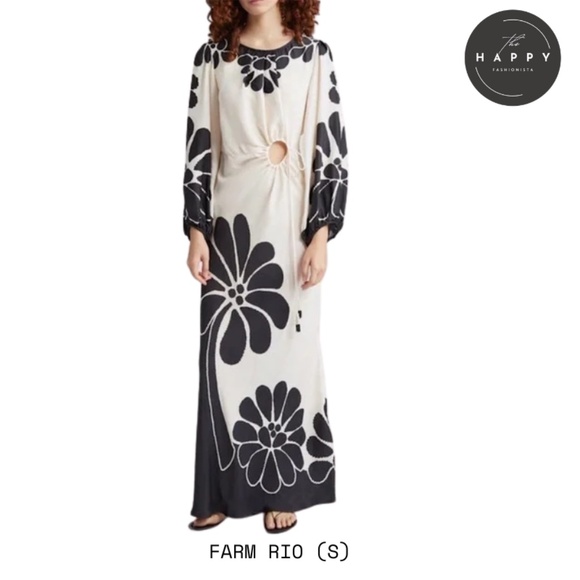 Farm Rio Black Palermo Cut Out Lenzing™ Ecovero™ Viscose Maxi Dress - Picture 1 of 10